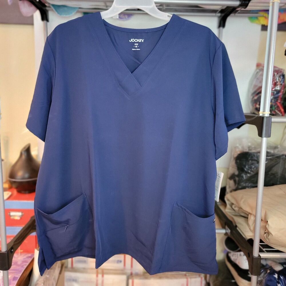 Jockey Scrub Top Fitted (Women's Cut) SS Navy - Size 4XL NWT